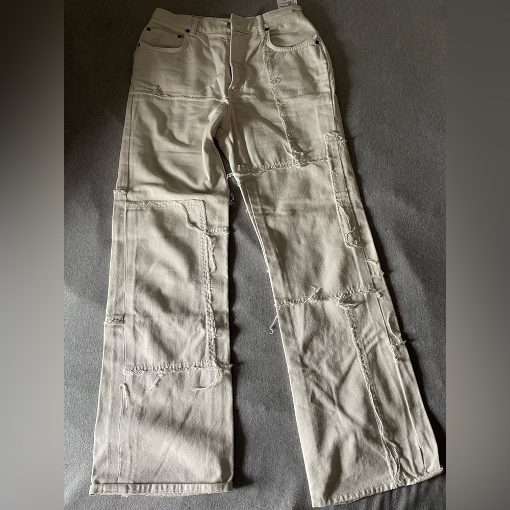 Acne Studios Cream Patchwork Pants - Picture 1 of 6